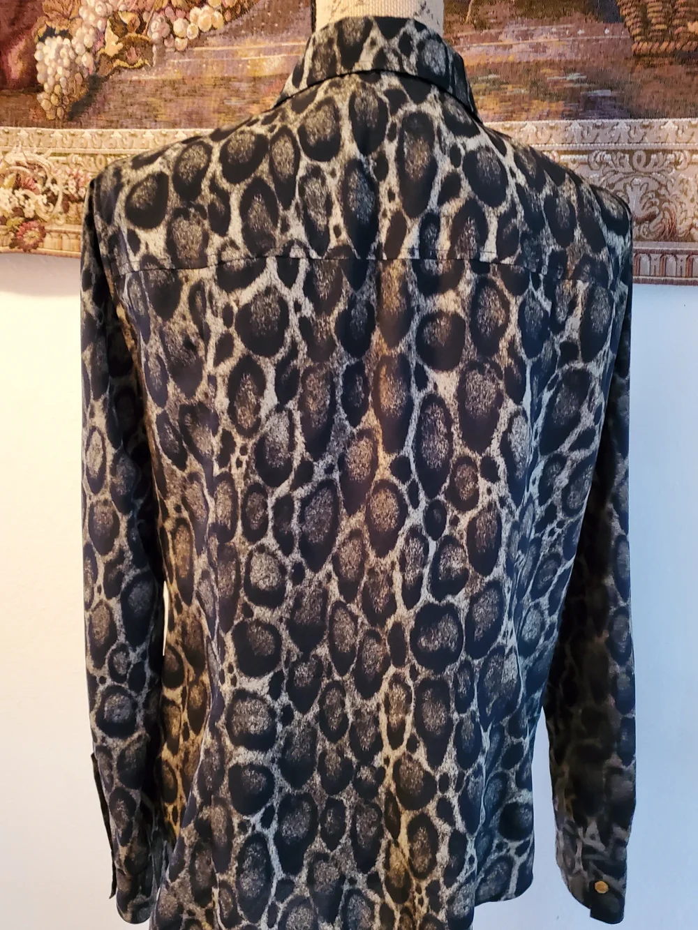 MICHAEL Michael Kors Leopard Print Zip Front Blouse Size L